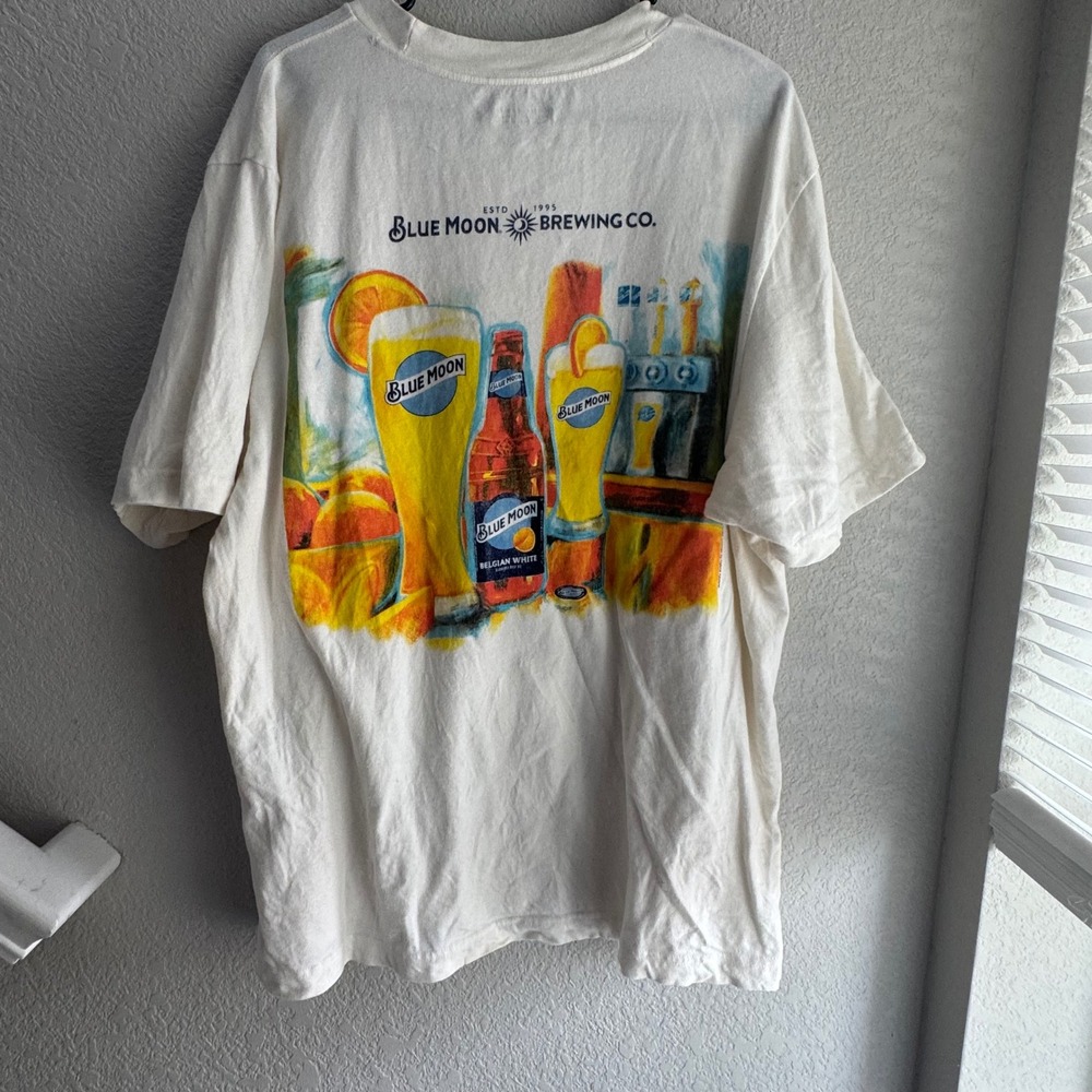 Abercrombie & Fitch Blue Moon Brewing Co Graphic T-Shirt Mens Large Cream